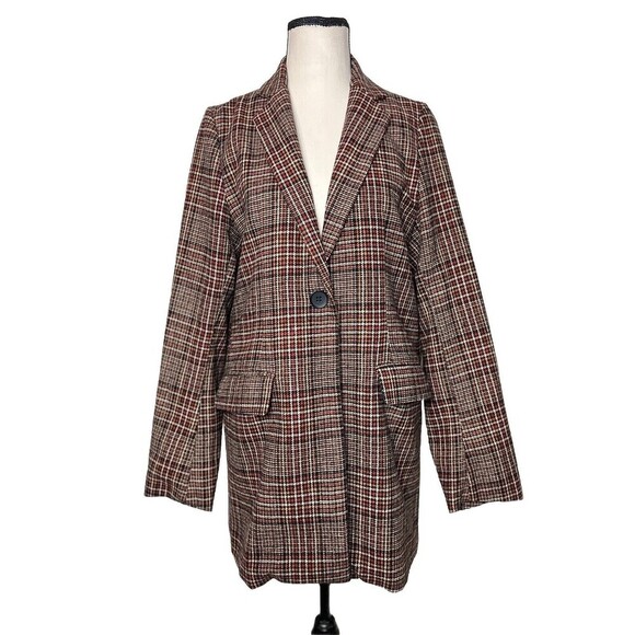 Sadie & Sage Plaid Blazer One Button‎ Wool Blend Women’s Size Small Academia - Picture 1 of 9